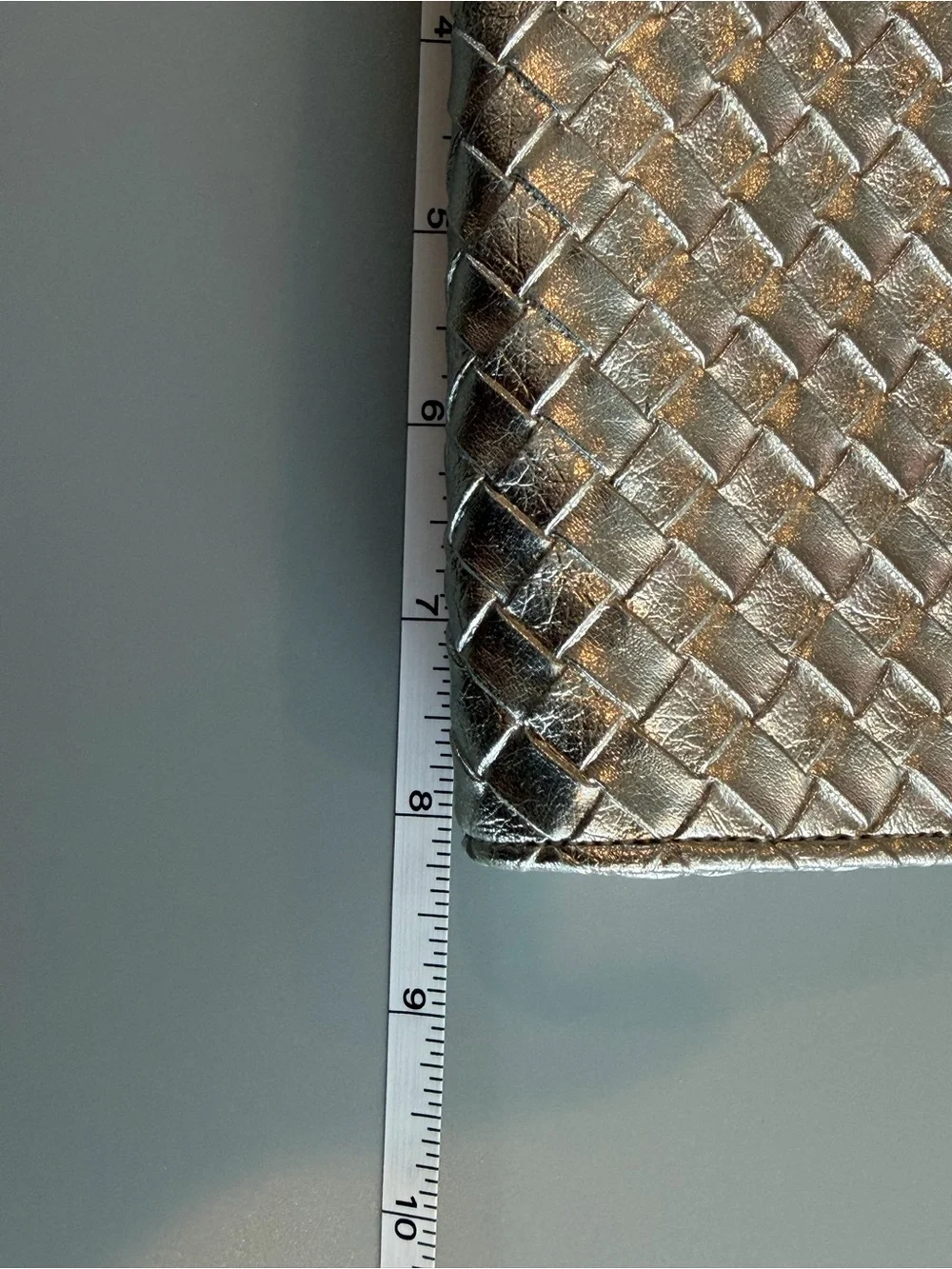 Silver Woven Clutch Purse - Snap Clasp - Evening Bag/Clutch 8.25” X 4.25” X 1.25